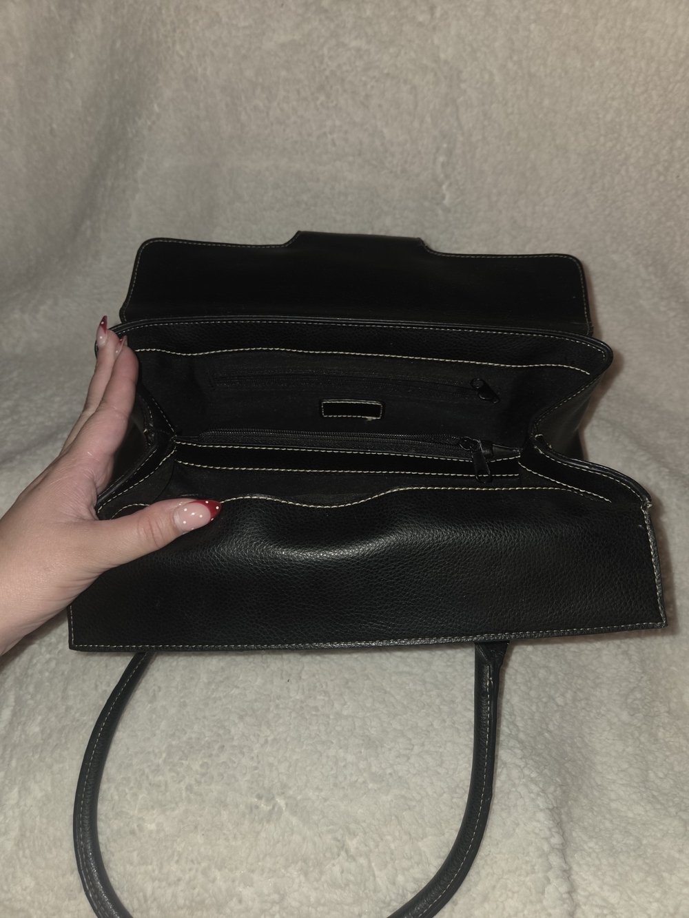 Vintage/Antique Prada Black Leather Satchel with Silver Hook Lock Hardware - Picture 4 of 5